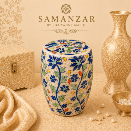 Hand-Painted Floral Ceramic Stool
