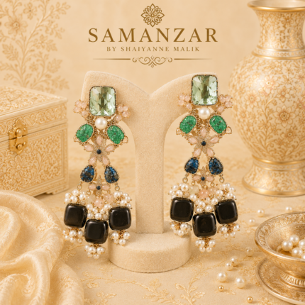 Black and green Earrings